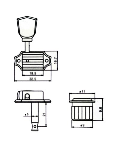 6 vergoldete Wilkinson-Mechaniken 3+3 im Kluson-Stil, Tulipanknopf