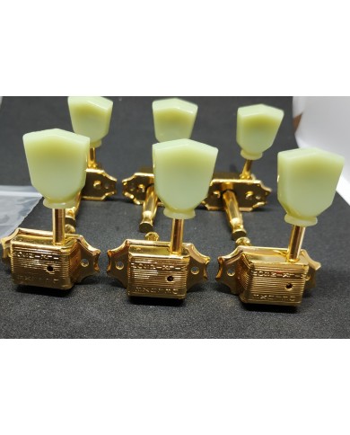 6 vergoldete Wilkinson-Mechaniken 3+3 im Kluson-Stil, Tulipanknopf