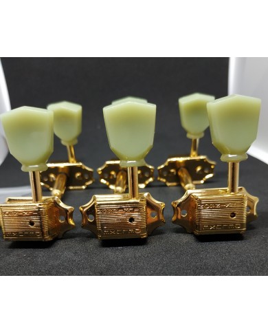 6 vergoldete Wilkinson-Mechaniken 3+3 im Kluson-Stil, Tulipanknopf