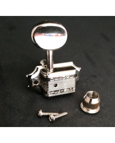 6 Wilkinson-Mechaniken Nickel 3+3 im Kluson-Stil, runder Metallknopf
