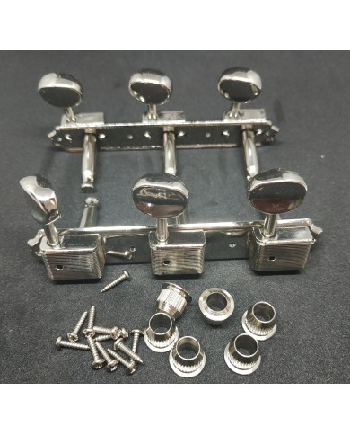 Kluson Vintage-Style-Mechaniken 3+3 auf Platte, ovale Flügel