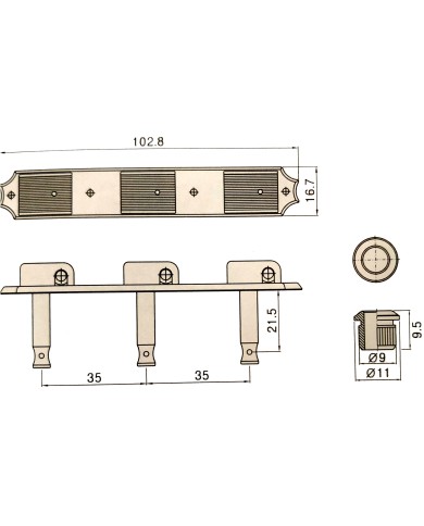 Kluson Vintage-Style-Mechaniken 3+3 auf Platte, ovale Flügel