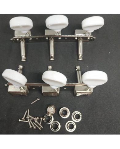 Kluson Vintage-Style-Mechaniken 3+3 auf Platte, ovale Kunststoffknöpfe