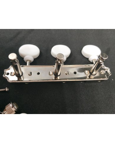 Kluson Vintage-Style-Mechaniken 3+3 auf Platte, ovale Kunststoffknöpfe