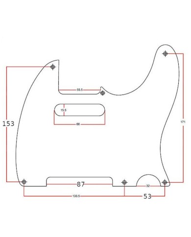 Schlagbrett 3-lagig schwarz/weiß/schwarz für Telecaster, 8 Schrauben