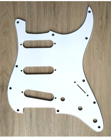 Pickguard Weiß/schwarz/weiß, 3-lagig, 11 Löcher, für Stratocaster ab 72, Potibohrungen 1 cm