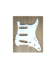 Pickguard Weiß/schwarz/weiß, 3-lagig, 11 Löcher, für Stratocaster ab 72, Potibohrungen 1 cm