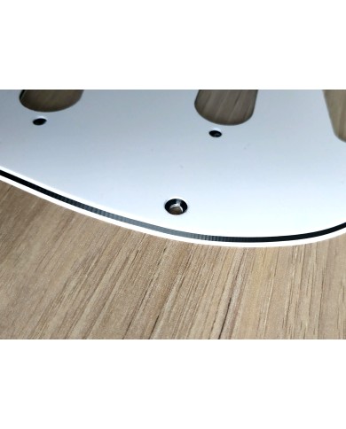 Pickguard Weiß/schwarz/weiß, 3-lagig, 11 Löcher, für Stratocaster ab 72, Potibohrungen 1 cm
