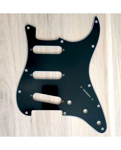Schlagbrett schwarz/weiß/schwarz, 3-lagig, 11 Löcher, für Stratocaster ab 72, Potibohrungen 1cm