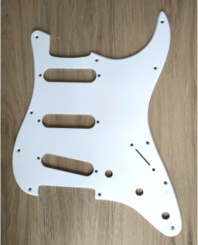 Weißes 1-lagiges 11-Loch-Pickguard für Stratocaster ab 72, Potis 1cm