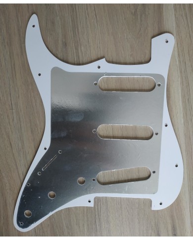 Weißes 1-lagiges 11-Loch-Pickguard für Stratocaster ab 72, Potis 1cm