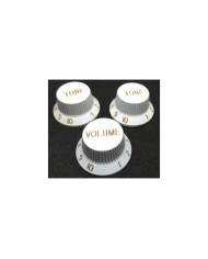 3 Boutons de Potentiometre Blanc pour Stratocaster 1Vol + 2 Tones, Metric size