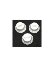 3 Boutons de Potentiometre Blanc pour Stratocaster 1Vol + 2 Tones, Metric size