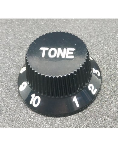 1 schwarzer UFO-Tone-Reglerknopf für Stratocaster, metrische Größe