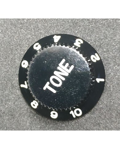 1 schwarzer UFO-Tone-Reglerknopf für Stratocaster, metrische Größe
