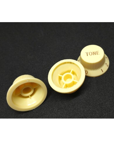 3 cremefarbene Vintage UFO Stratocaster-Knöpfe, metrische Größe