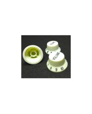 3 mintgrüne Vintage UFO Stratocaster-Knöpfe, metrisch, 18 Riffelungen