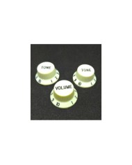 3 mintgrüne Vintage UFO Stratocaster-Knöpfe, metrisch, 18 Riffelungen