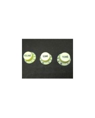 3 mintgrüne Vintage UFO Stratocaster-Knöpfe, metrisch, 18 Riffelungen