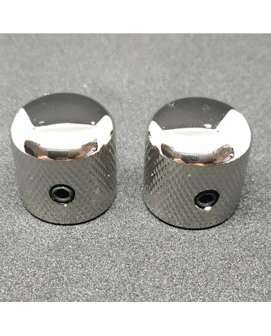 2 gerändelte Dome Telecaster Metallknöpfe, Nickel, für 6-mm-Potis