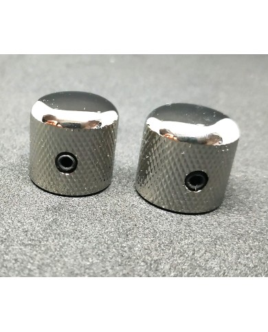 2 gerändelte Dome Telecaster Metallknöpfe, Nickel, für 6-mm-Potis