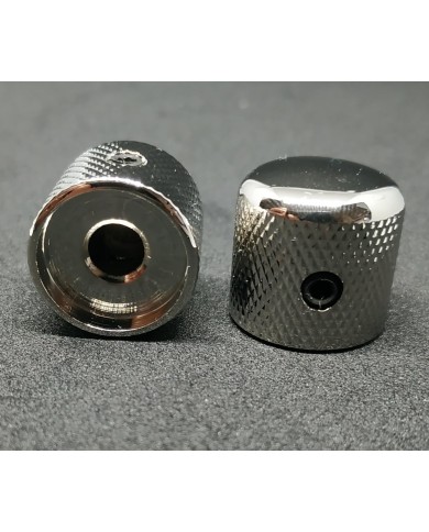 2 gerändelte Dome Telecaster Metallknöpfe, Nickel, für 6-mm-Potis