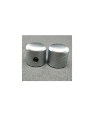 2 Telecaster Dome-Metallknöpfe, satiniertes Chrom, feine Rändelung, für 6-mm-Potis