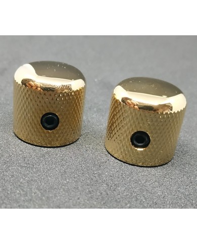 2 gerändelte Dome-Reglerknöpfe aus Metall, Gold, für Telecaster-Potis mit 6 mm Achse