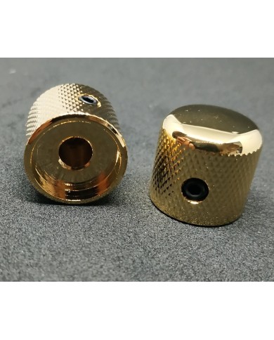 2 gerändelte Dome-Reglerknöpfe aus Metall, Gold, für Telecaster-Potis mit 6 mm Achse