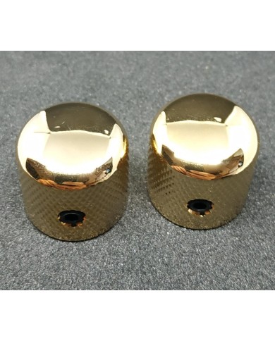 2 gerändelte Dome-Reglerknöpfe aus Metall, Gold, für Telecaster-Potis mit 6 mm Achse