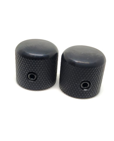 2 schwarze Dome-Knöpfe für Telecaster, feine Rändelung, für 6-mm-Potis