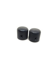 2 schwarze Dome-Knöpfe für Telecaster, feine Rändelung, für 6-mm-Potis