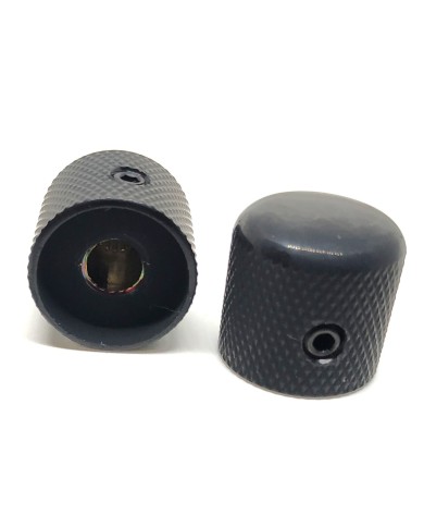 2 schwarze Dome-Knöpfe für Telecaster, feine Rändelung, für 6-mm-Potis