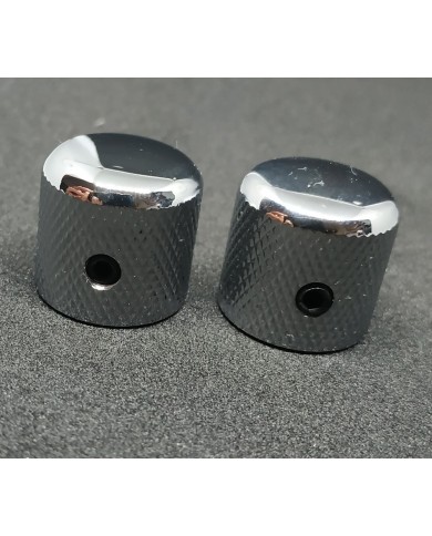 2 gerändelte Telecaster Dome-Knöpfe, Chrom, für 6-mm-Potis