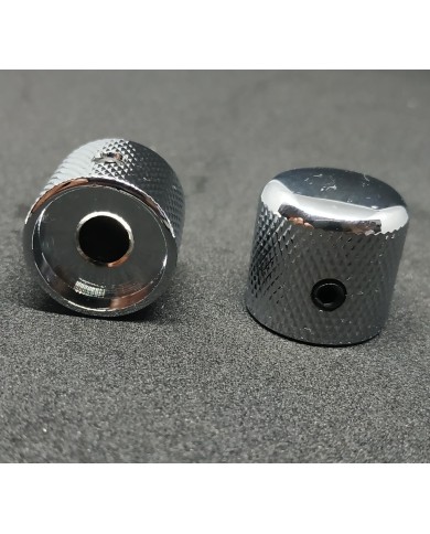 2 gerändelte Telecaster Dome-Knöpfe, Chrom, für 6-mm-Potis