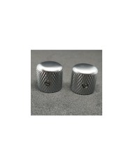 2 Dome-Reglerknöpfe Telecaster aus Metall, satiniertes Chrom, Grobverzahnung, für 6-mm-Potis