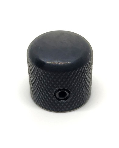 2 schwarze Dome Telecaster Knöpfe, grobe Riffelung, für 6-mm-Potis