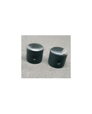 2 schwarze Dome Telecaster Knöpfe, grobe Riffelung, für 6-mm-Potis