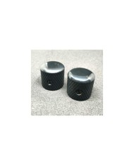 2 schwarze Dome Telecaster Knöpfe, grobe Riffelung, für 6-mm-Potis