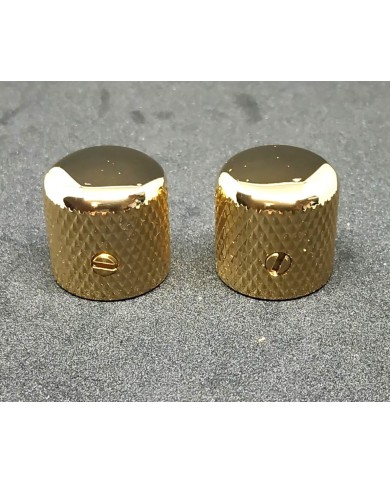 2 Dome-Reglerknöpfe für Telecaster aus Metall, gold, grobe Rändelung, für 6-mm-Potis