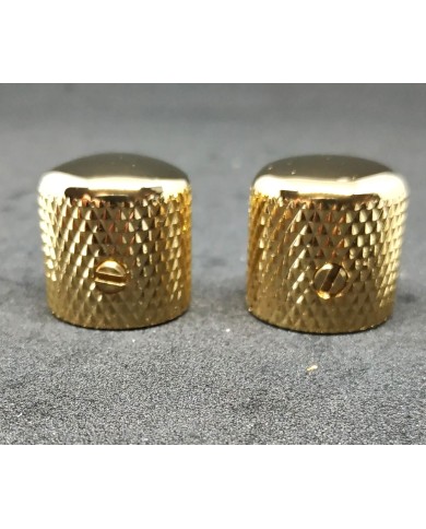 2 Dome-Reglerknöpfe für Telecaster aus Metall, gold, grobe Rändelung, für 6-mm-Potis