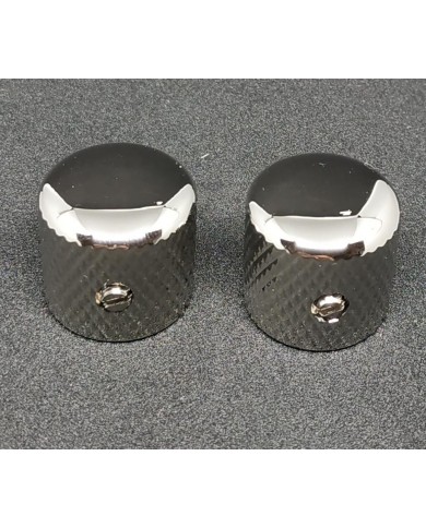 2 Telecaster Dome-Metallknöpfe, Nickel, Grobrändelung, für Potis 6,35mm (1/4")