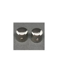 2 Telecaster Dome-Metallknöpfe, Nickel, Grobrändelung, für Potis 6,35mm (1/4")