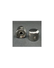 2 Telecaster Dome-Metallknöpfe, Nickel, Grobrändelung, für Potis 6,35mm (1/4")