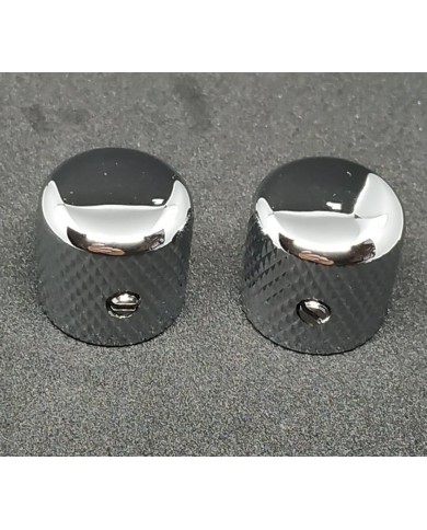 2 verchromte Dome-Reglerknöpfe für Telecaster, grobe Riffelung, für 6-mm-Potis