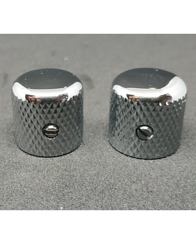 2 verchromte Dome-Reglerknöpfe für Telecaster, grobe Riffelung, für 6-mm-Potis