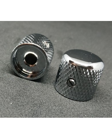 2 verchromte Dome-Reglerknöpfe für Telecaster, grobe Riffelung, für 6-mm-Potis