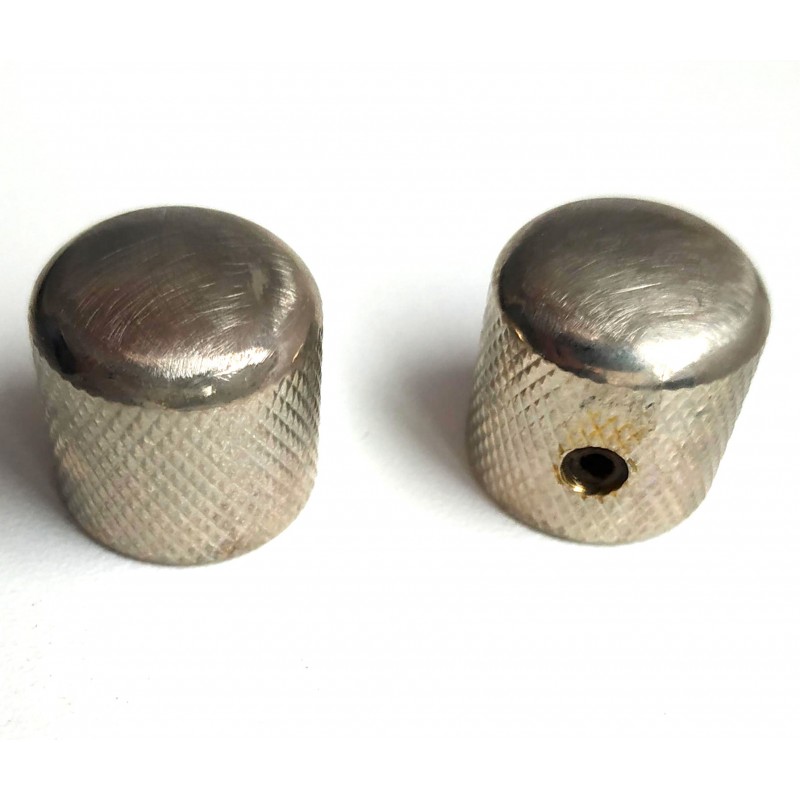 2 Nickel AGED SmallGrip Telecaster Metal Dome Knobs for 6mm Pots
