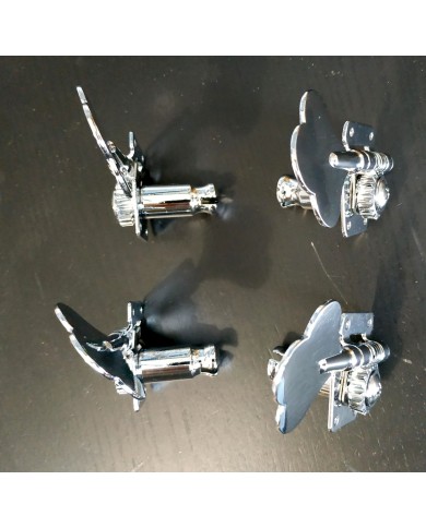 4 verchromte Bass-Mechaniken mit Getriebe, 2+2, umkehrbar, Achse 14mm