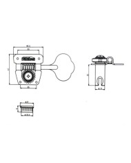 4 Wilkinson Bassmechaniken im Fender-Stil mit verchromter Übersetzung, rechte Seite, reversibel